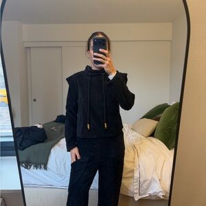 Black Cozy Corduroy Hoodie Set